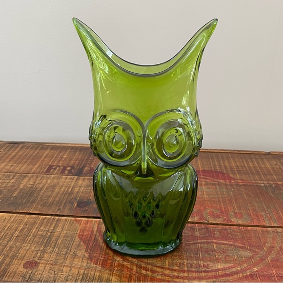 Vintage Viking Glass Green Glass Owl Vase❤️ - Picture 12 of 14